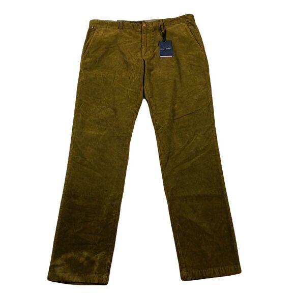 Tommy Hilfiger Corduroy Chino Pants Mens 38x34 Puttin Green Denton Slim Straight - Picture 1 of 10